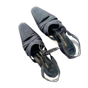 size 5 1/2 vintage karl lagerfeld shoes black slingback heels parisian chic